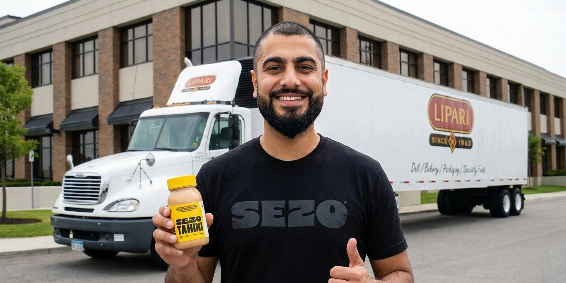 Mohammad, founder of SEZO Foods, with Lipari Foods distribution partner